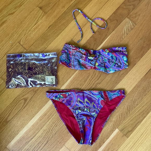 Etro Milano bathing suit strapless with optional halter strap size XS Italy